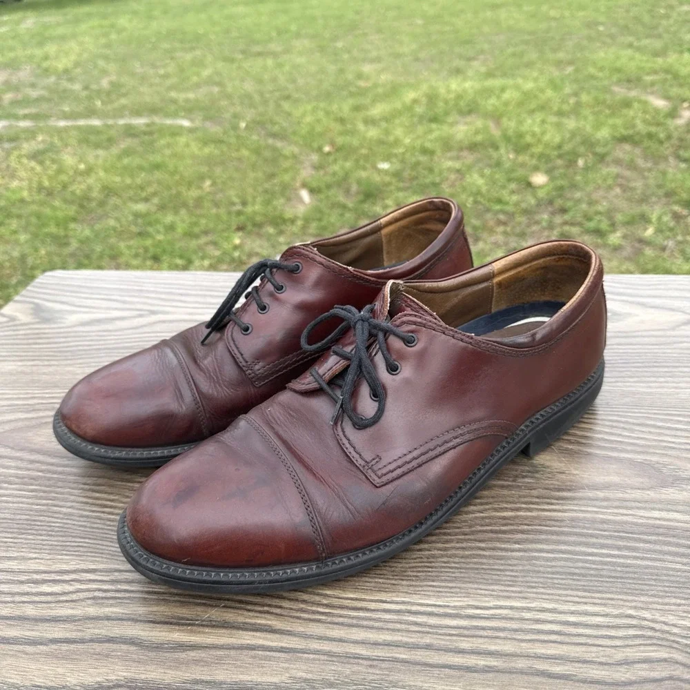 DOCKERS 090-2219 Brown Leather Cap Toe Casual‎ Dress Shoes Mens Size US 14M